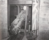 Inside the gun room with a steel shield covering the guns embrasure.