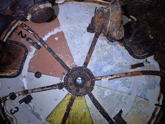 Compass colours in the dome of a bunker.