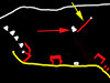 Red arrow - the site of the R119.
Yellow arrow - the tunnel and Tobruk lookout.