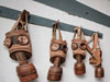 Gas masks hanging on their hooks ready for instant use, not only for gas but smoke as well.