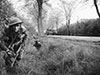 Advancing through Normandy.