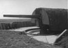 One of the three guns in open emplacements.