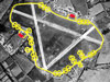 Perimeter track, 50 spectacle dispersals and the two T2 hangars (red).