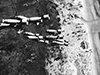 Bombs being released over StP Berck Nord but may be landing on Berck aerodrome inland. RAF 250 pound General Purpose bombs.