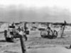 Beach defences being assembled.