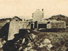 The barracks sitting high above the fort walls.