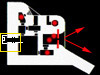 Plan of escape (yellow).