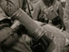 Standard issue gas mask metal case.