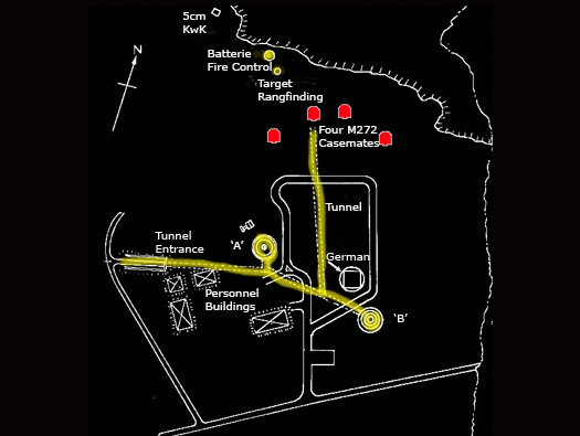 Castel Vendon,  Batterie Française Tourville, (Souterrain).