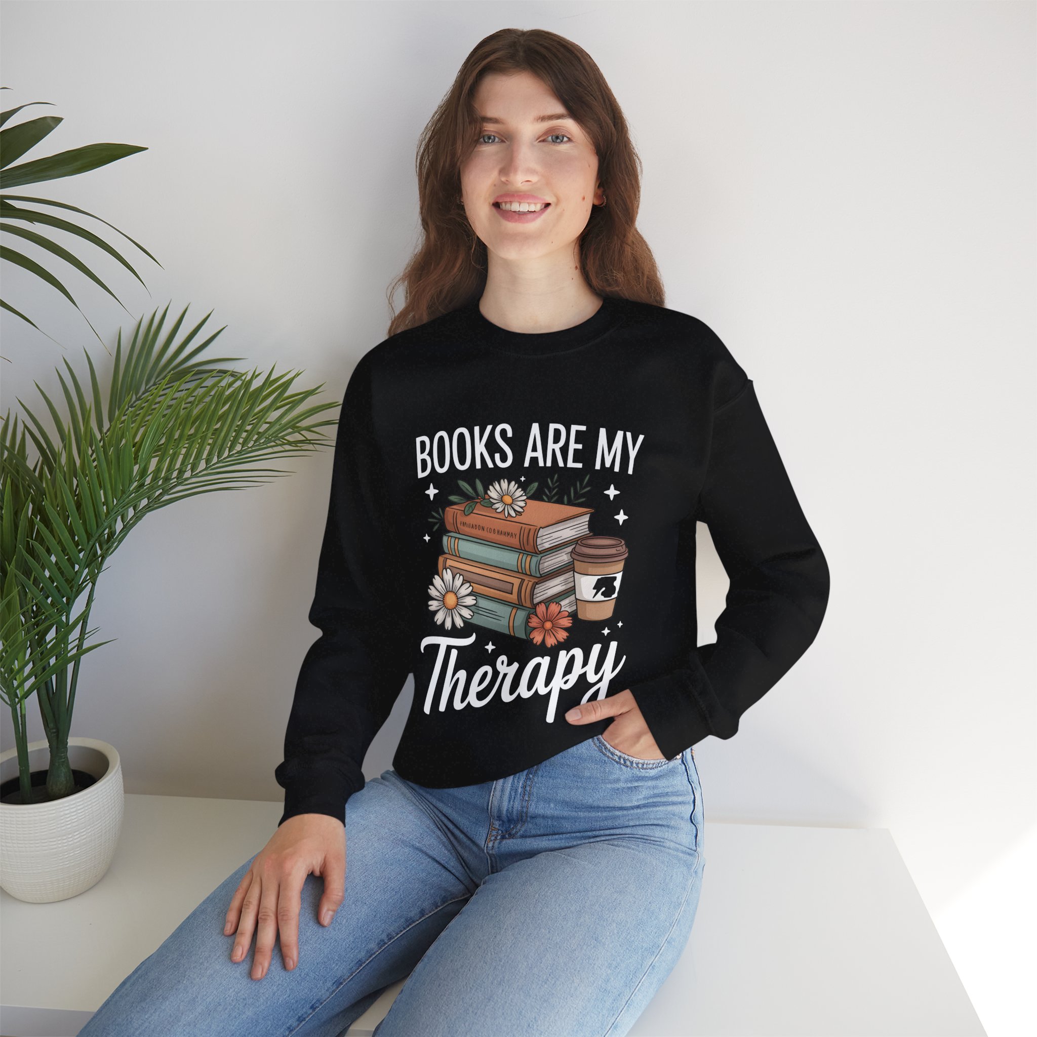Books are my Therapy Sweatshirt view 2