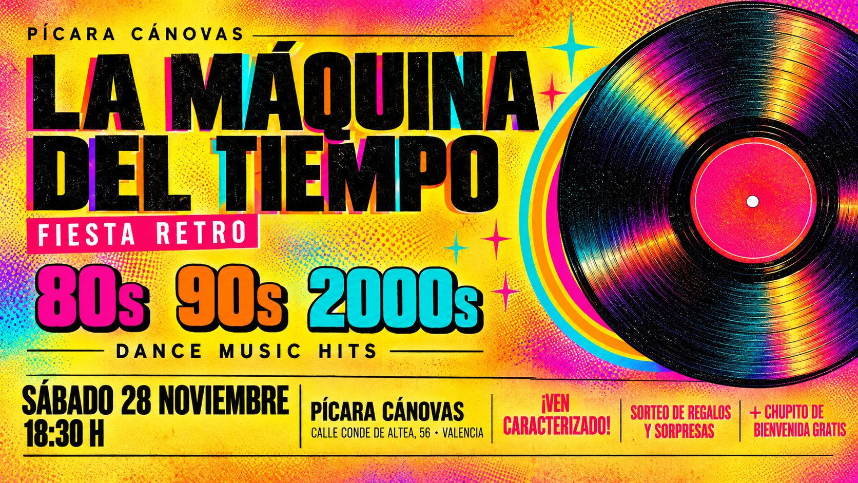 Festa temàtica «La Máquina del Temps» a Pícara Cánovas