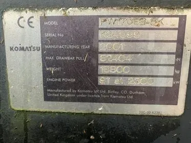 Komatsu PW 170 ES/ 2001/ 14000 Motohours  (67)