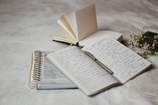 Open journal on a table