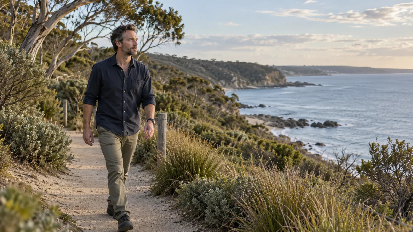 Adult taking a quiet walk to shift attention away from repetitive thoughts