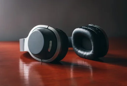 Noise cancelling headphones on a table