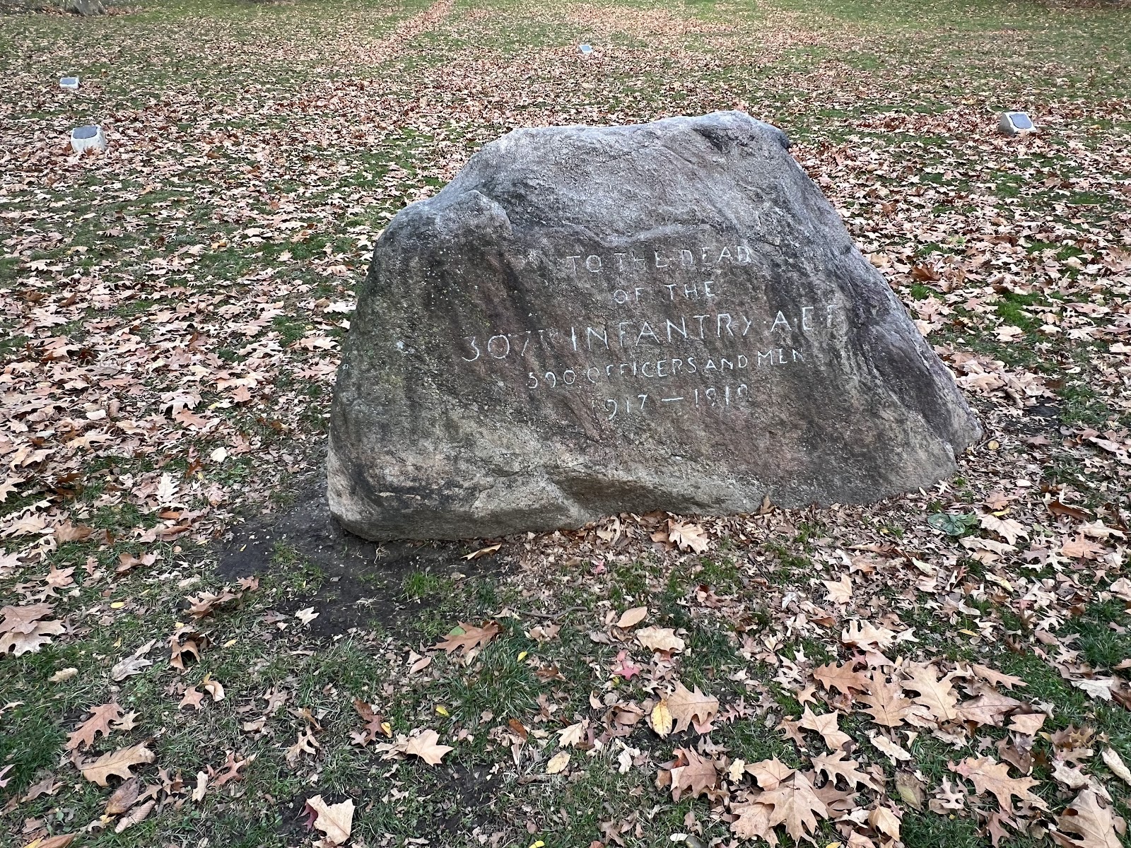 307th Infantry Regiment Memorial Grove cemetery grounds and headstones