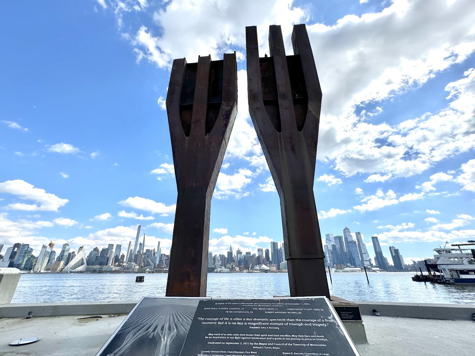 9/11 Memorial Weehawken cemetery grounds and headstones