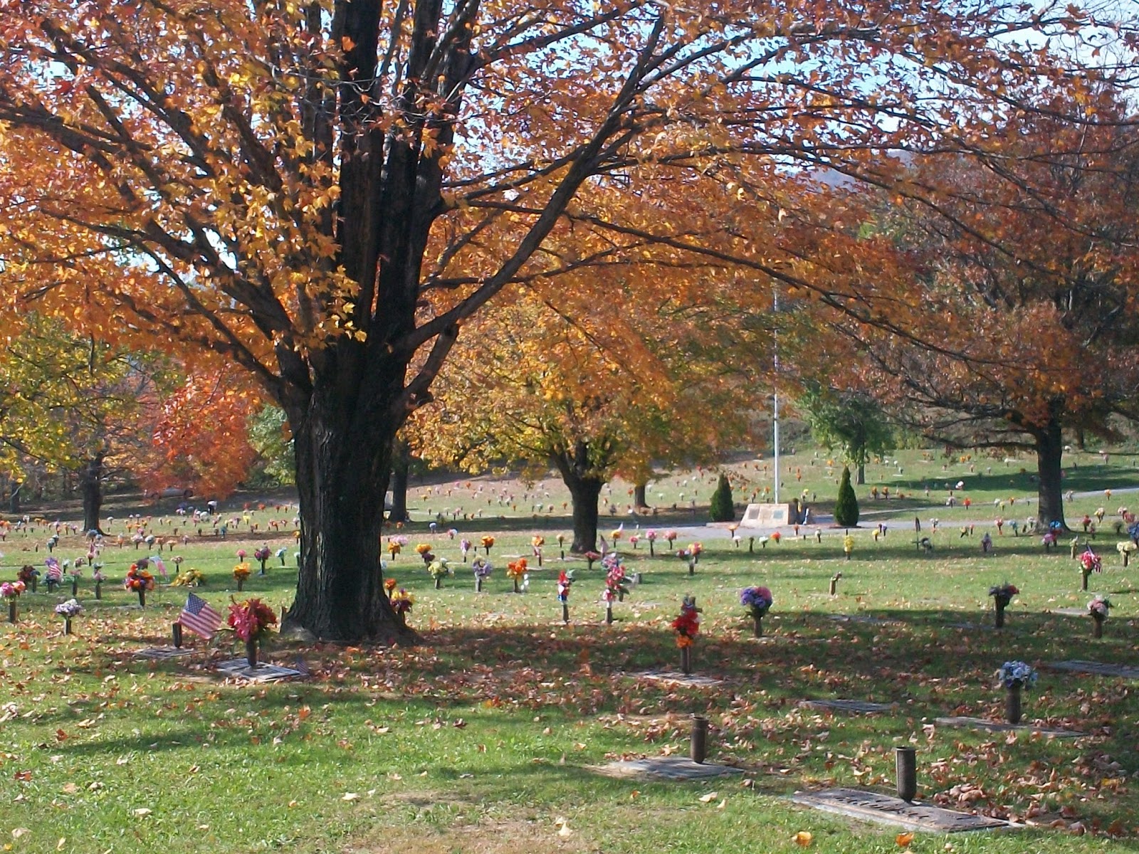Alleghany Memorial Park cemetery grounds and headstones