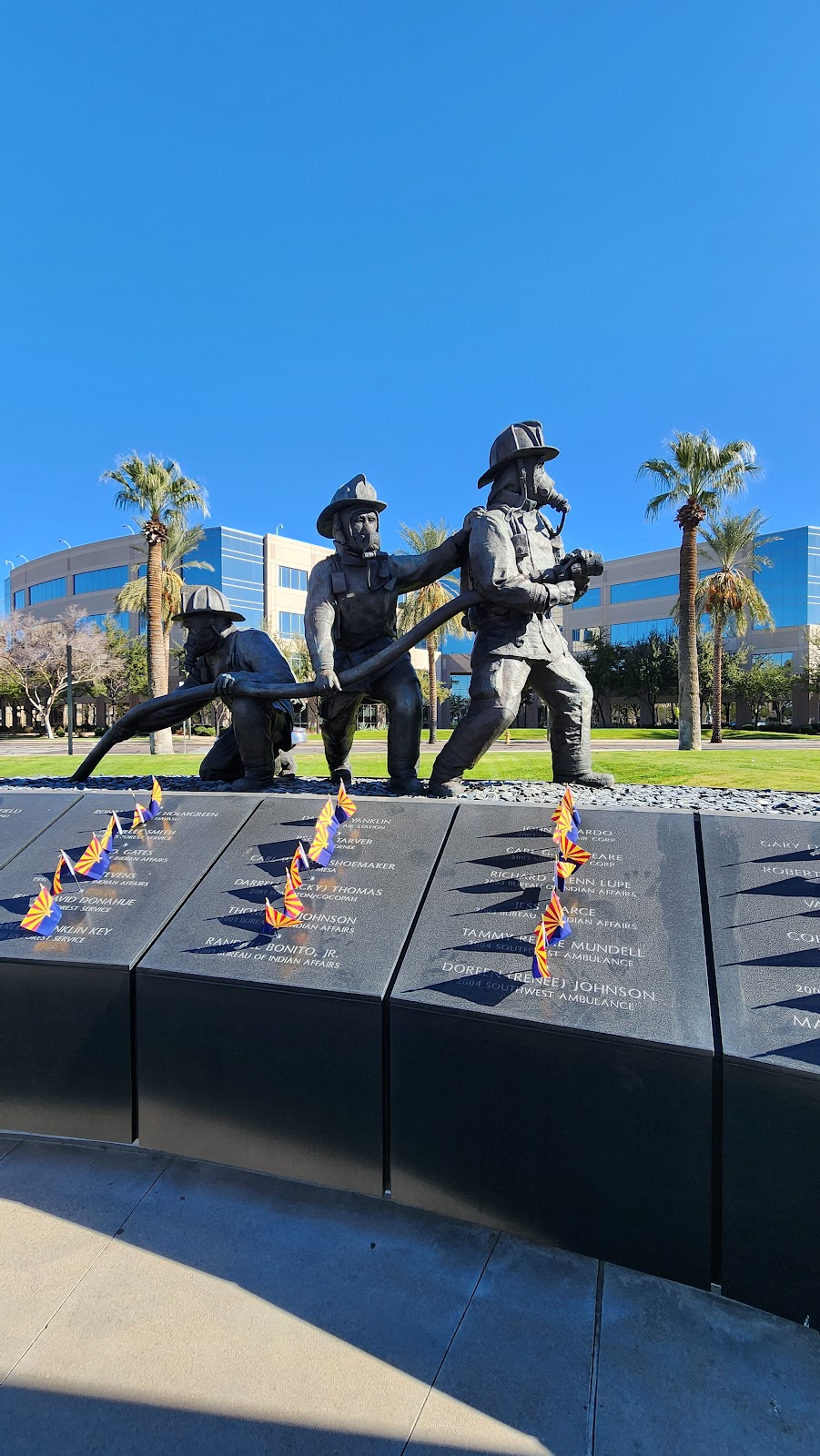 Arizona Firefighters Memorial Park cemetery grounds and headstones