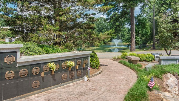 Arlington Memorial Park cemetery grounds and headstones