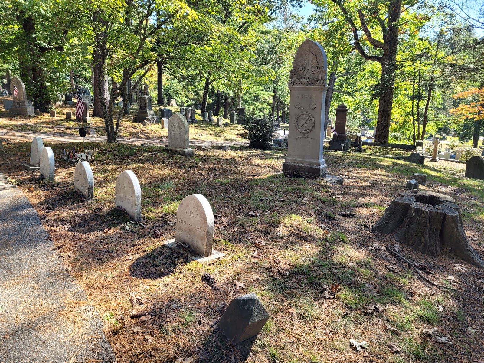 Author's Ridge cemetery grounds and headstones
