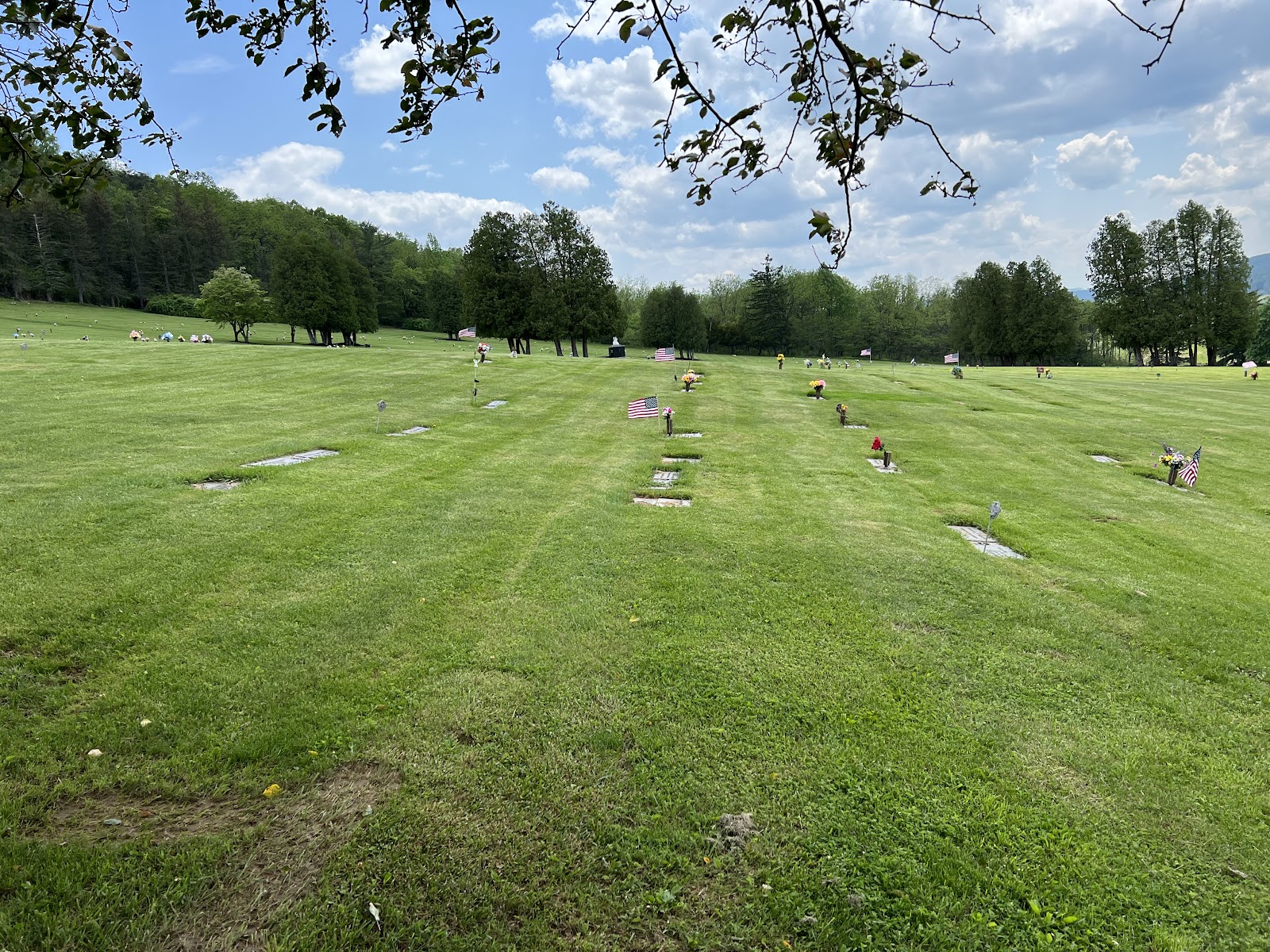 Bedford County Memorial Park cemetery grounds and headstones