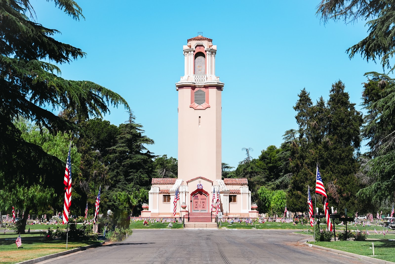 Belmont Memorial Park cemetery grounds and headstones