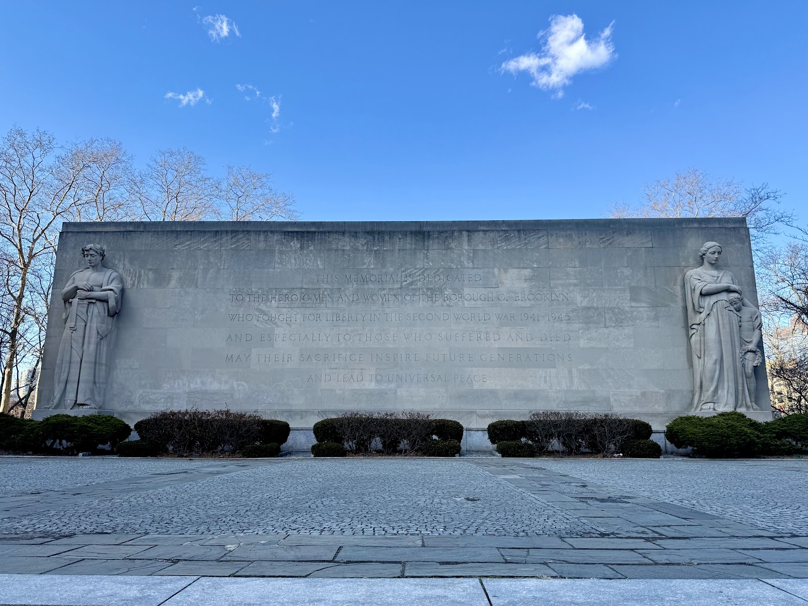 Brooklyn War Memorial cemetery grounds and headstones