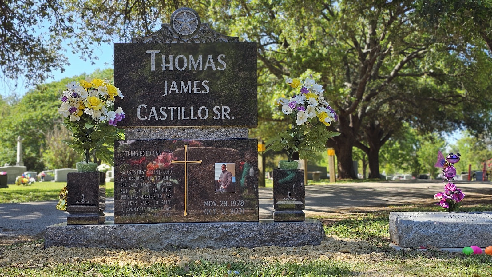 Bryan City Cemetery headstone and grounds