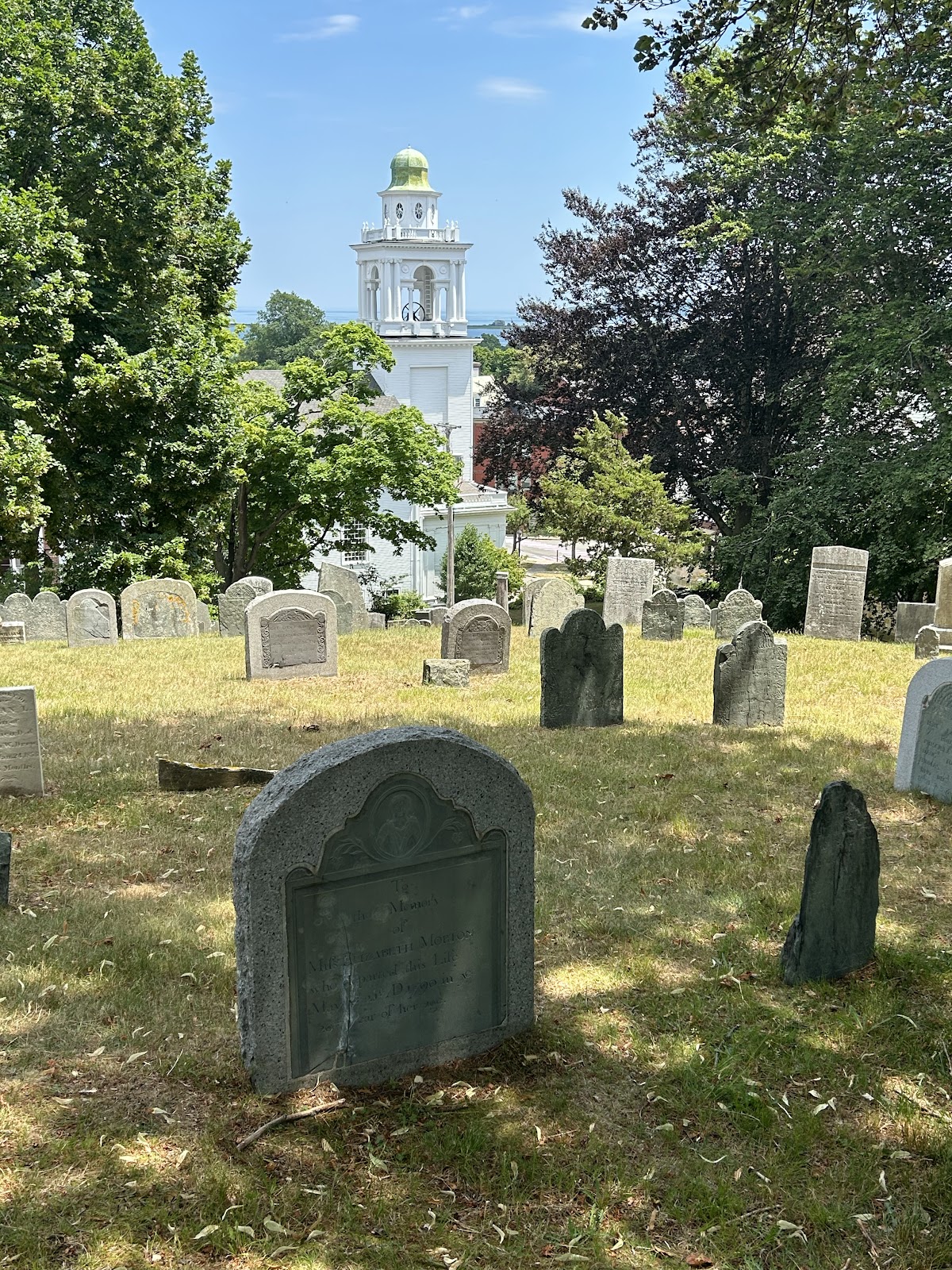 Burial Hill cemetery grounds and headstones
