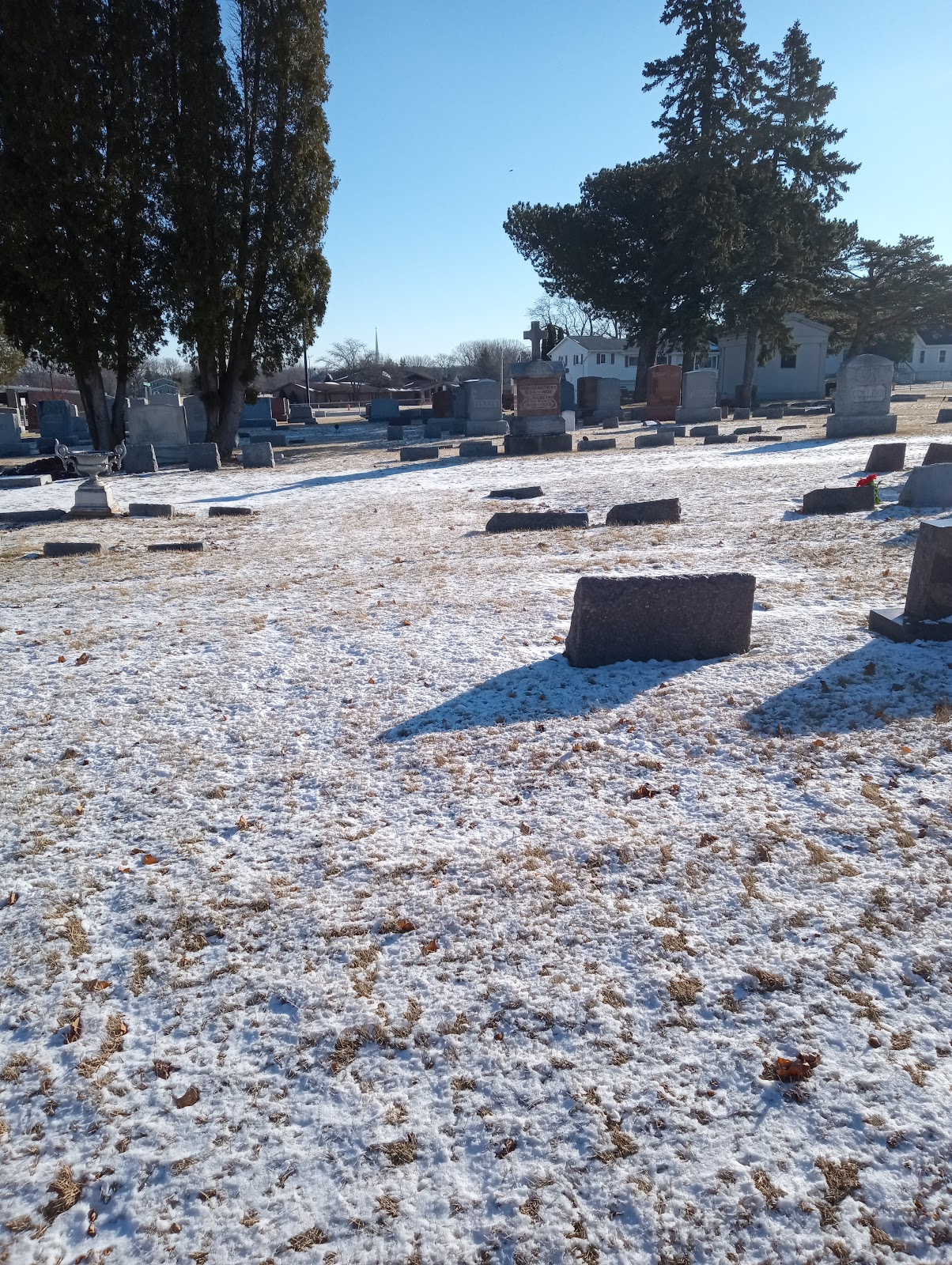 Calvary Cemetery Mausoleum headstone and grounds
