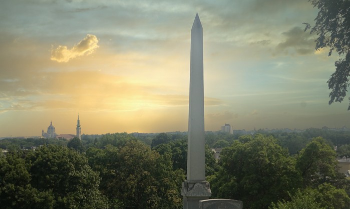 Calvary Cemetery headstone and grounds