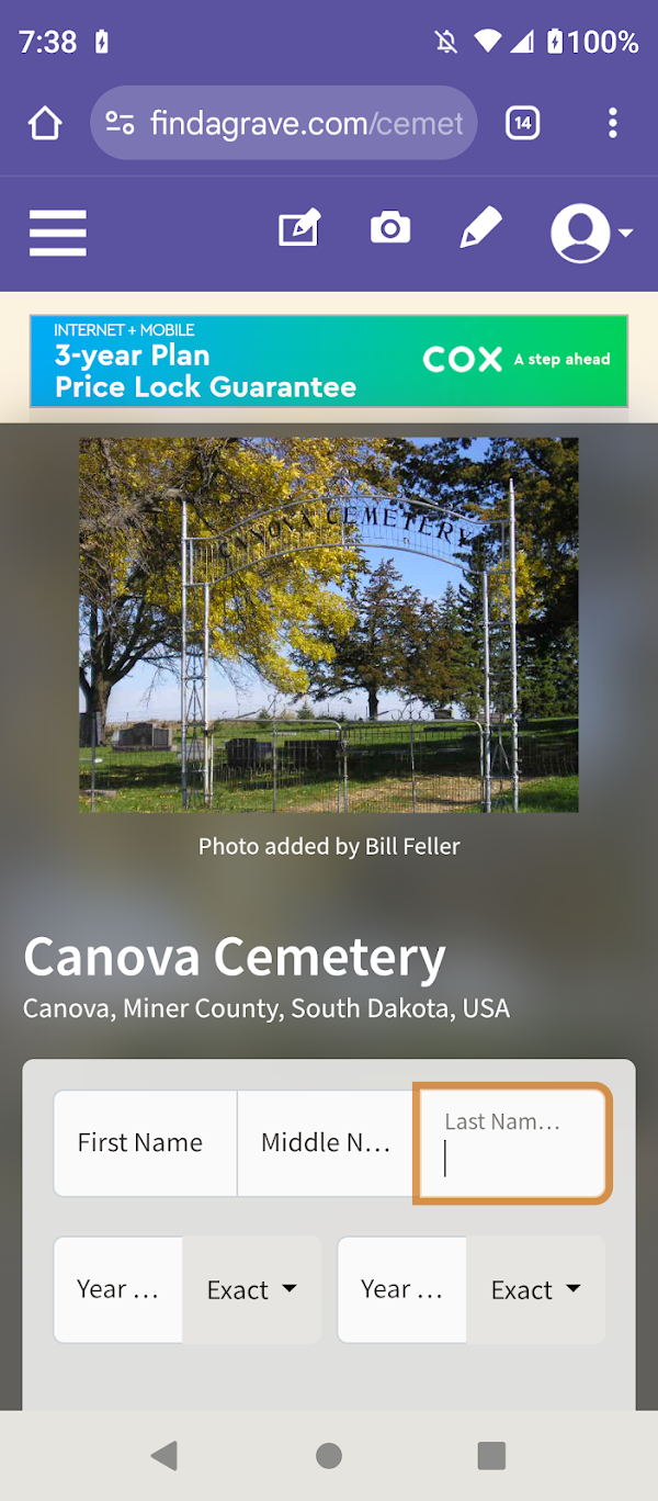 Canova Cemetery grounds