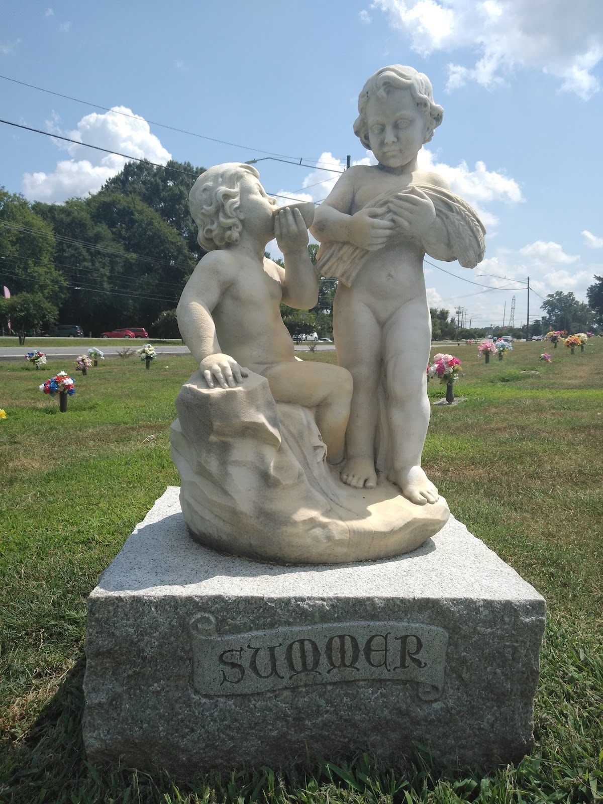 Carolina Memorial Park cemetery grounds and headstones