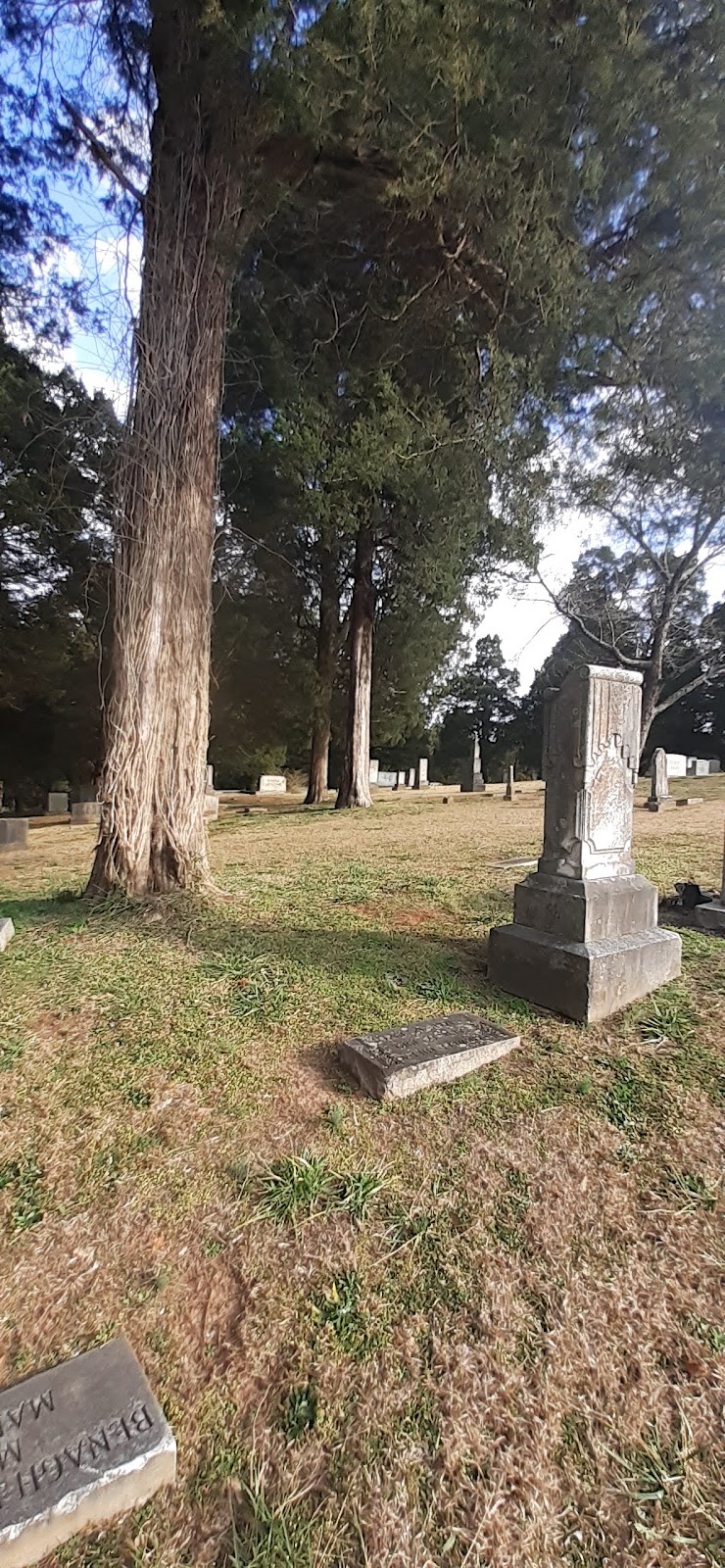 Cedar Hill Cemetery headstone and grounds