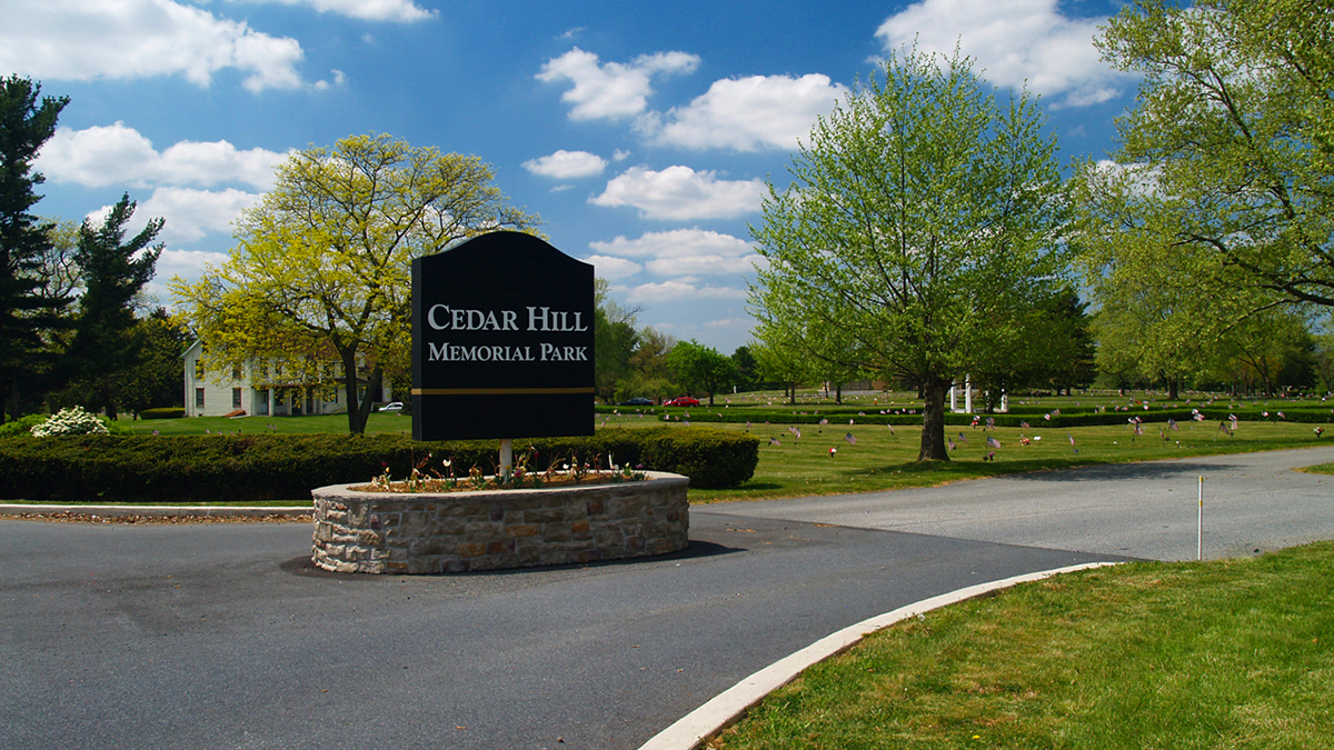 Cedar Hill Memorial Park headstone and grounds