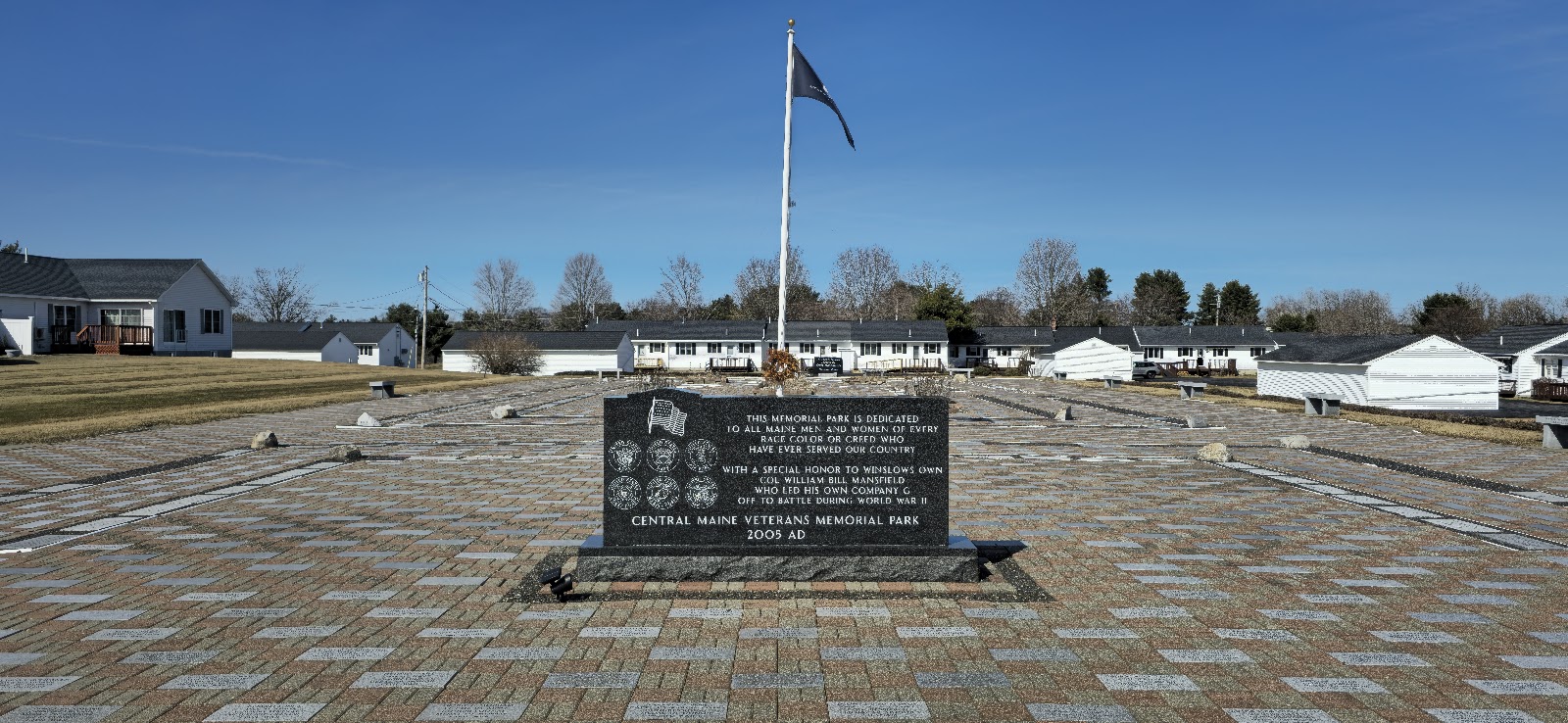 Central Maine Veterans Memorial Park cemetery grounds and headstones