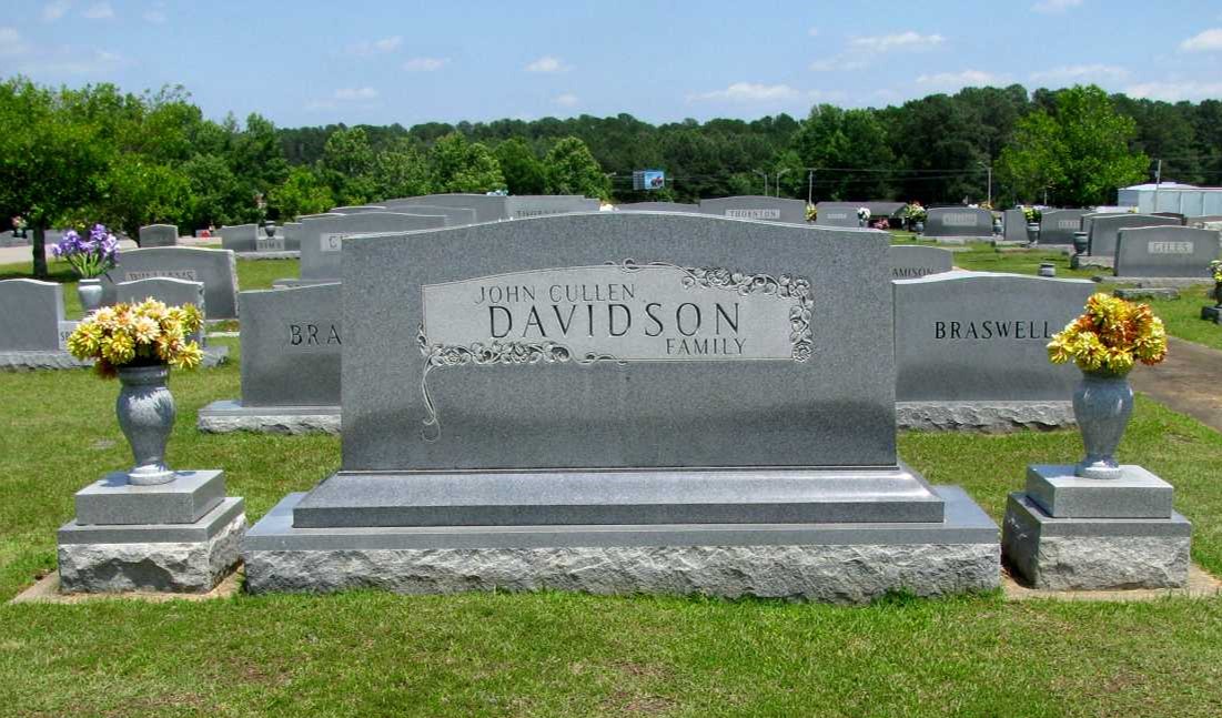 Central Mississippi Monument Company cemetery grounds and headstones