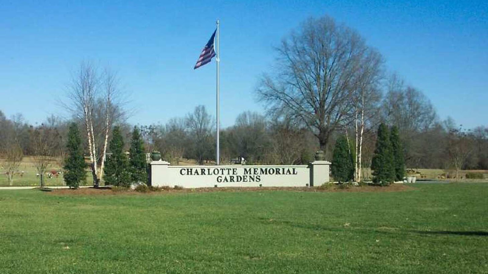 Charlotte Memorial Gardens headstone and grounds