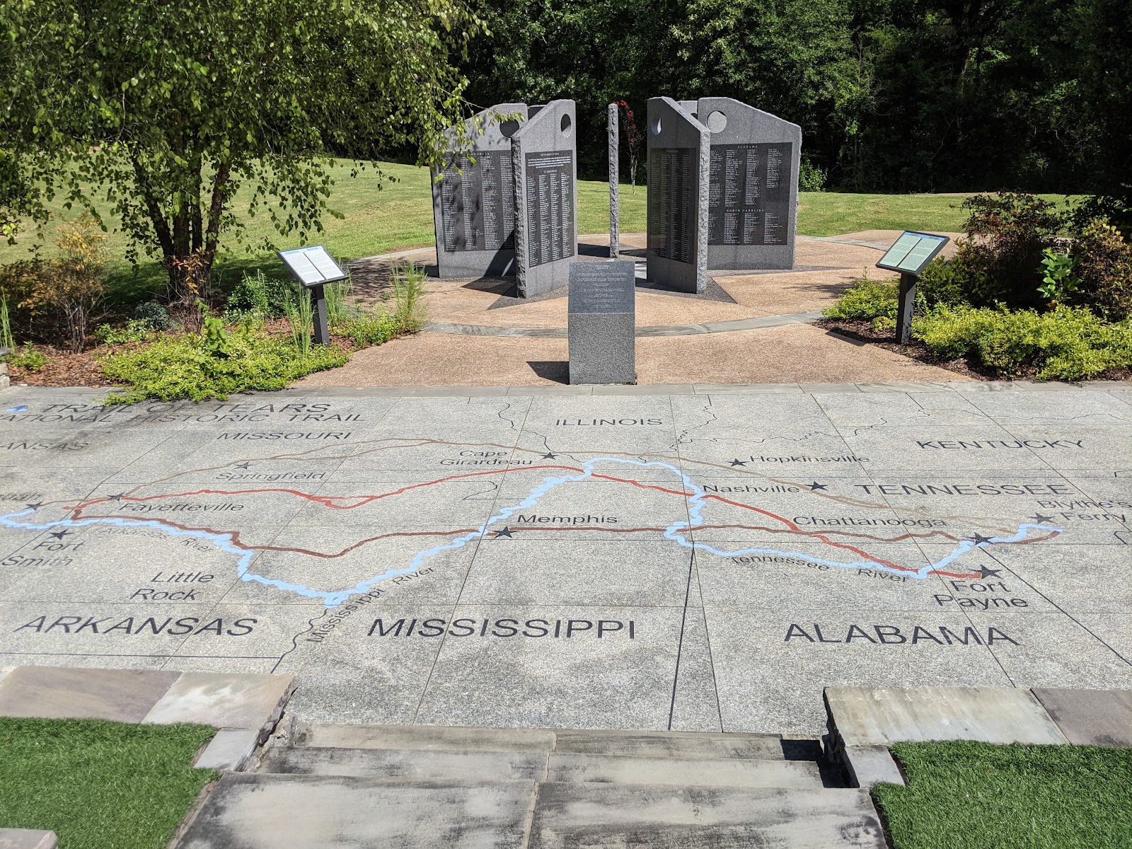 Cherokee Removal Memorial cemetery grounds and headstones