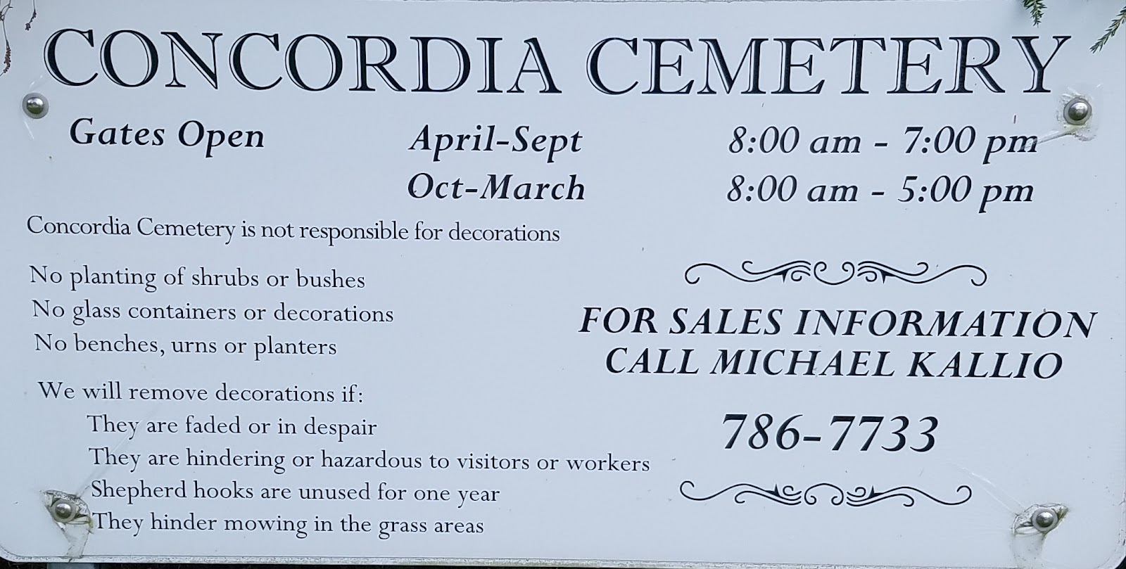 Concordia Cemetery cemetery grounds and headstones