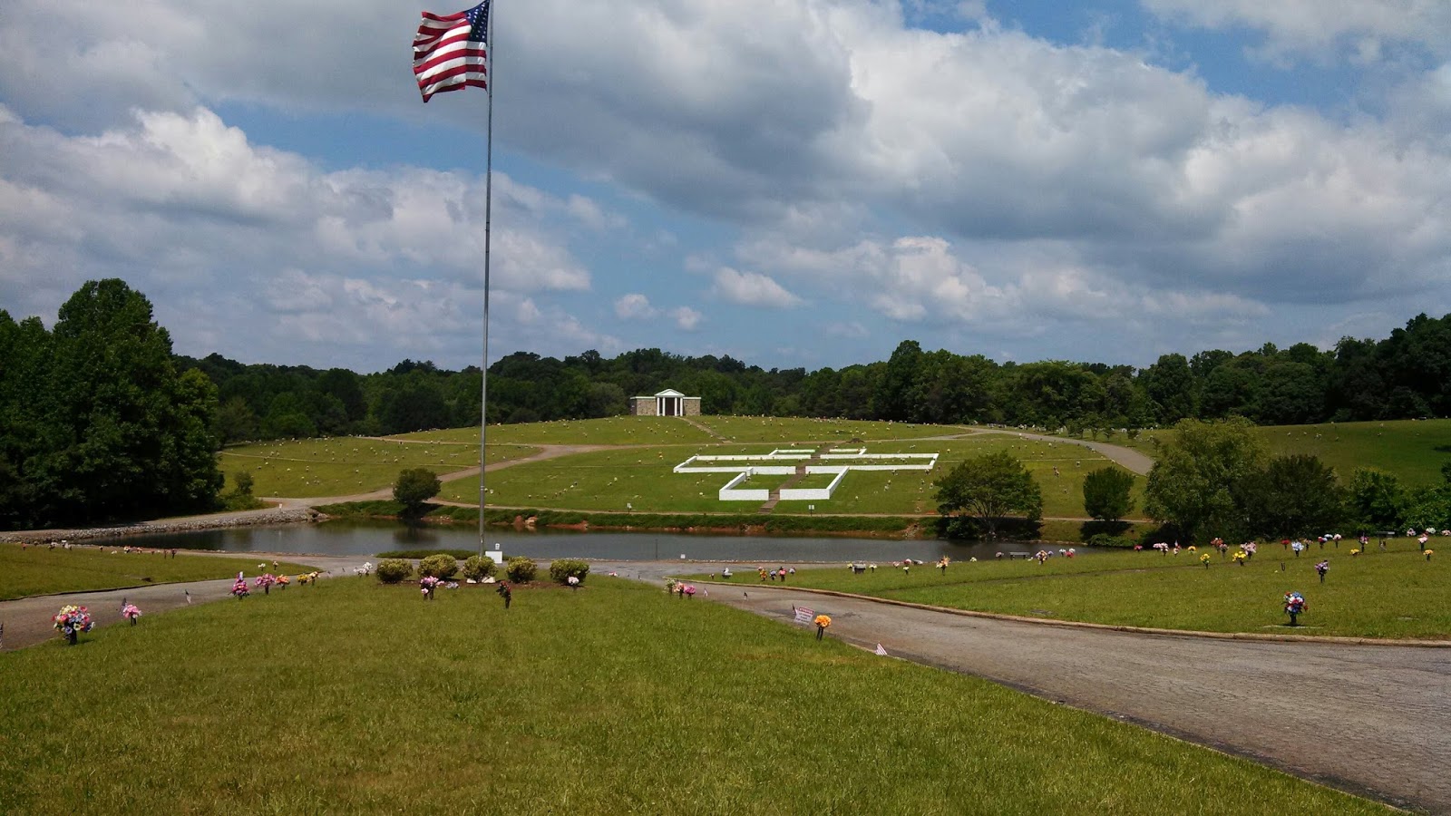 Crestview Memorial Park cemetery grounds and headstones