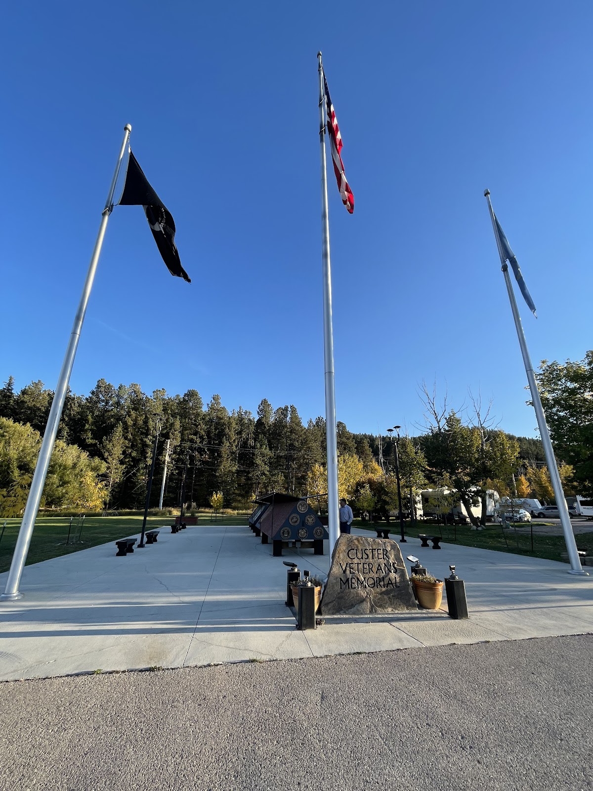 Custer Veterans Memorial Park cemetery grounds and headstones