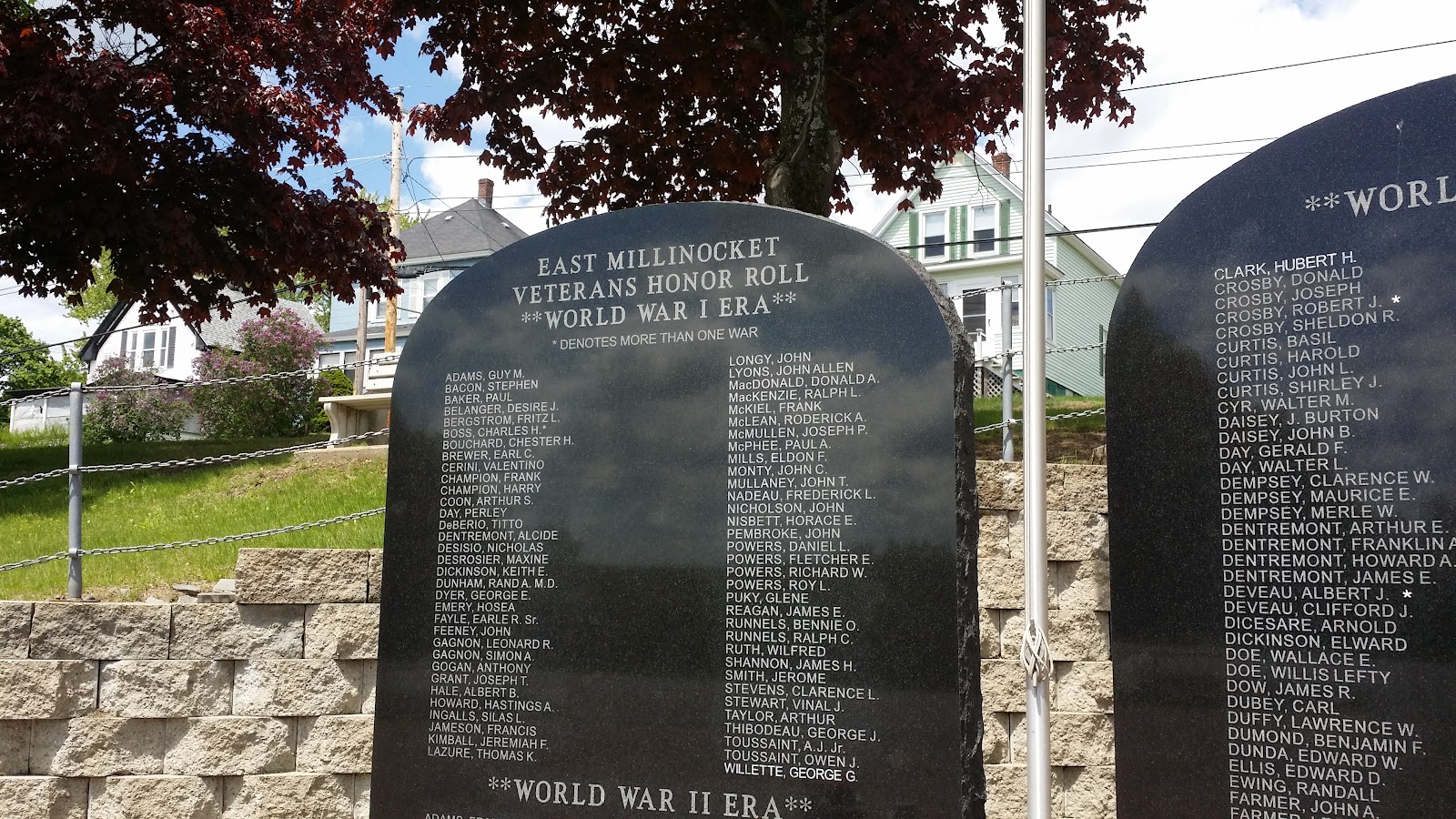 East Millinocket Veterans Memorial Park cemetery grounds and headstones