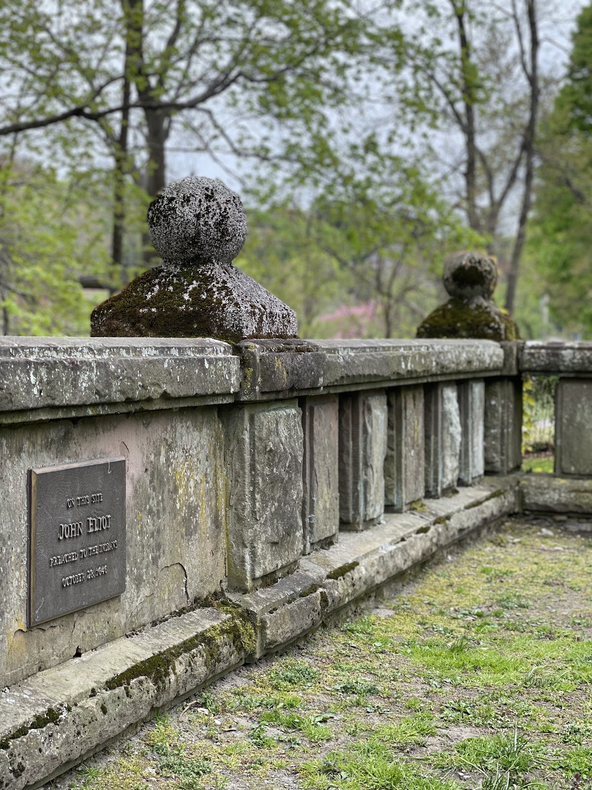 Eliot Memorial Park cemetery grounds and headstones
