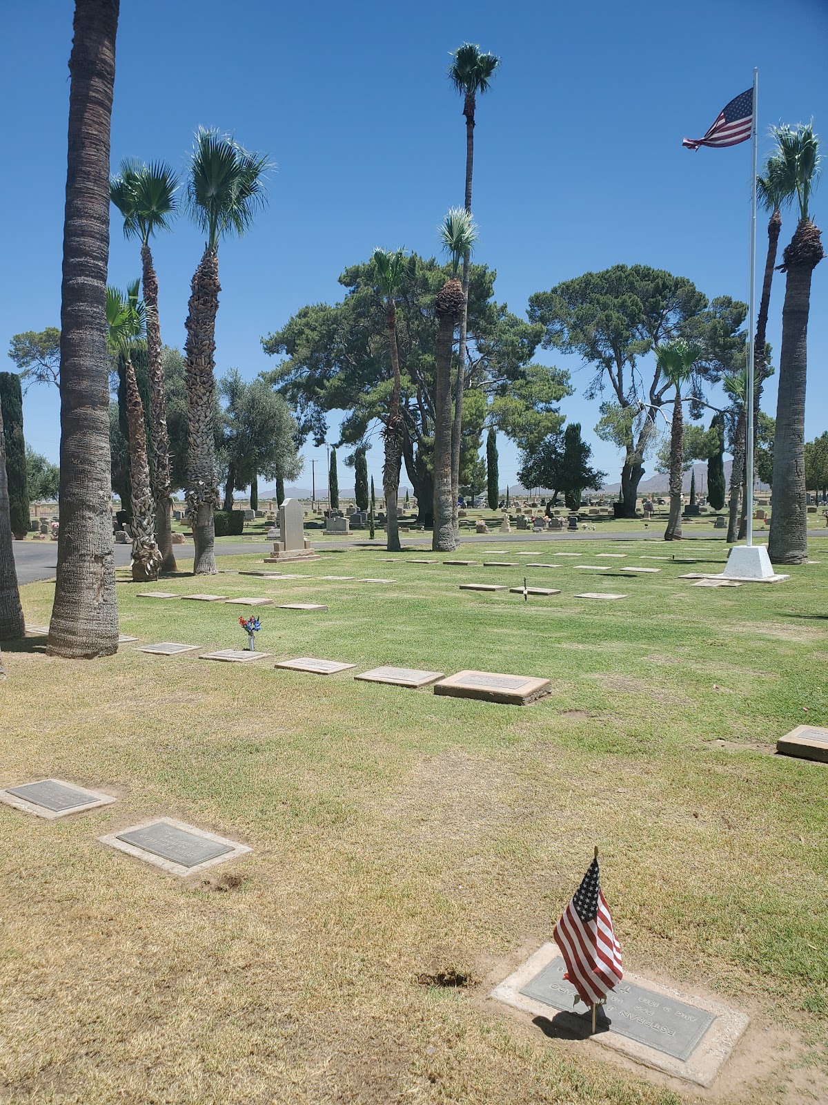 Eloy Memorial Park cemetery grounds and headstones