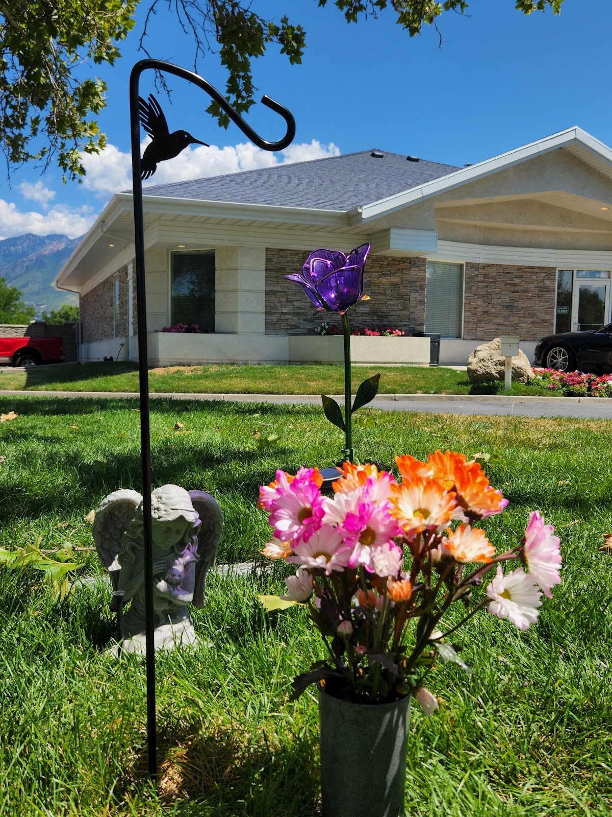 Elysian Burial Gardens headstone and grounds