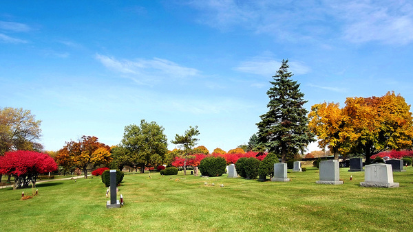 Evergreen Cemetery cemetery grounds and headstones