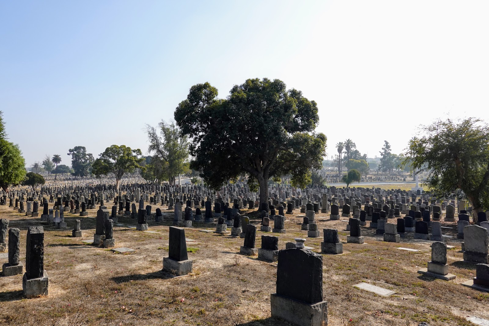 Evergreen Cemetery headstone and grounds