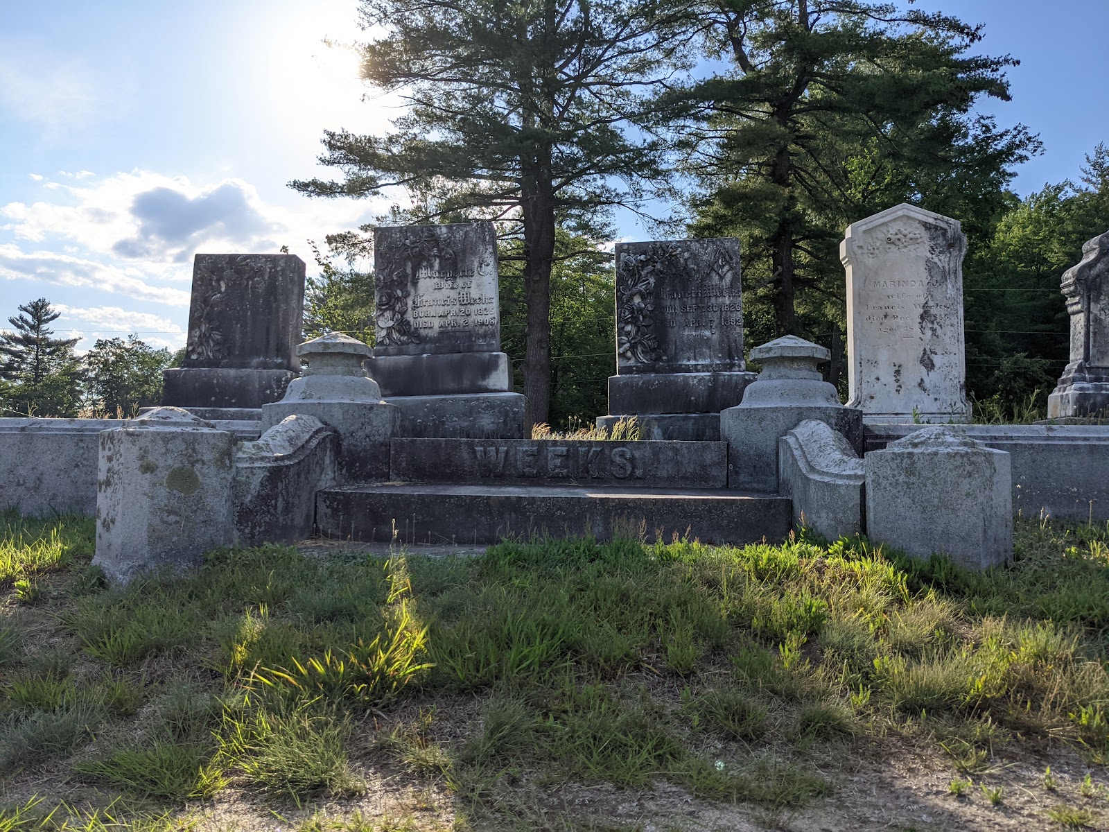 Evergreen Cemetery headstone and grounds
